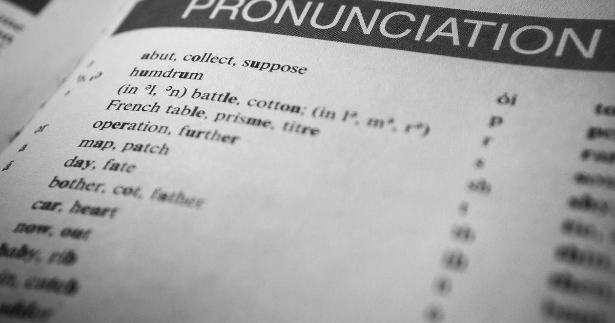 A dictionary page of pronunciation guides