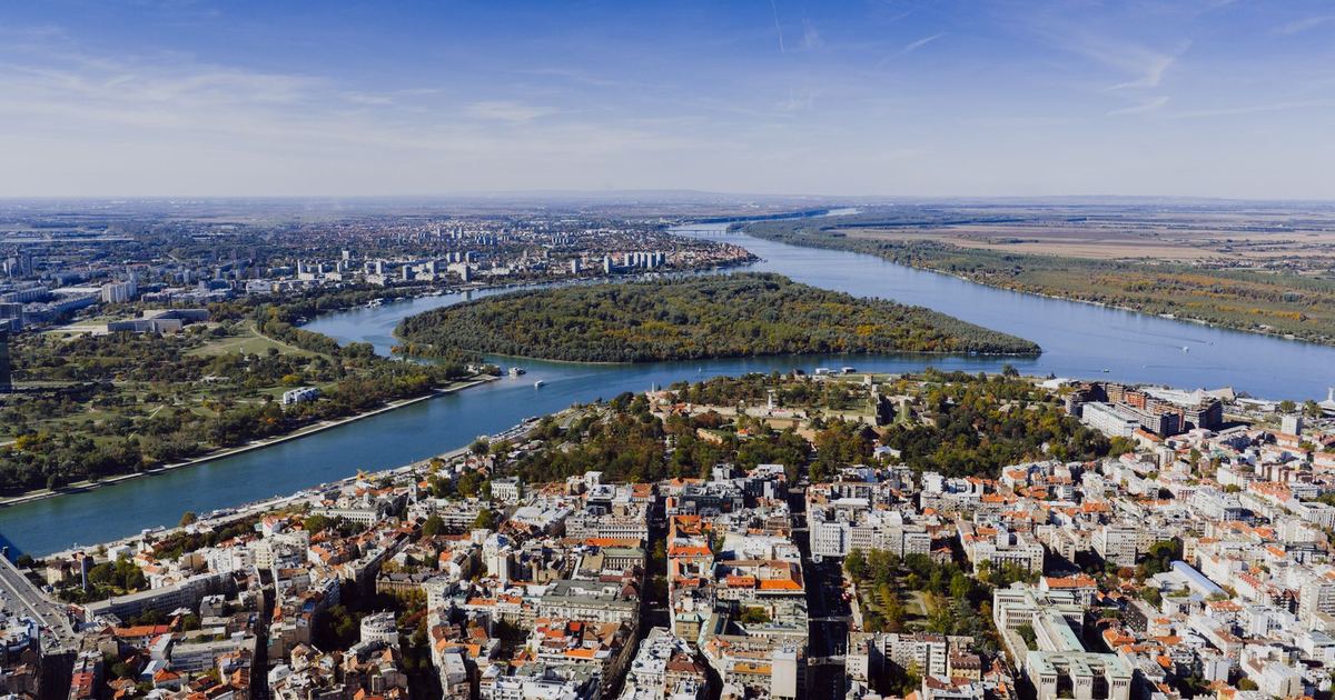 Belgrade, Serbia, and the Danube from above